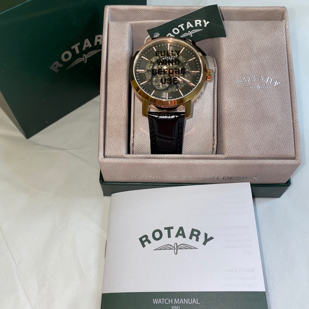 Rotary Rose Gold Automatic Skeleton Watch